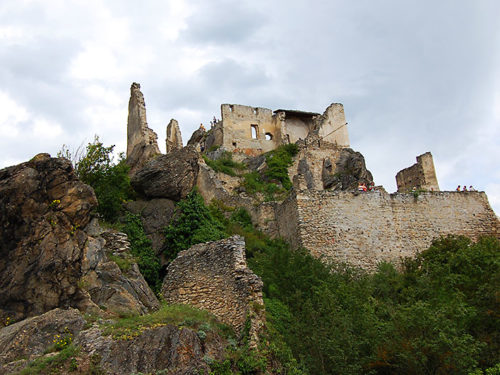 As ruínas do castelo medieval Burg Dürnstein, Baixa Austria